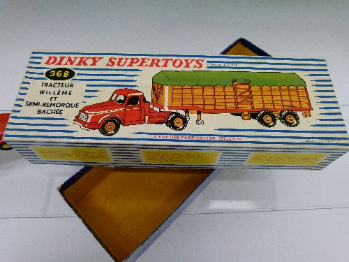 Toys - French Dinky die-cast - Willeme Tractor With Covered Semi Trailer (36b), boxed Condition: - Image 10 of 13