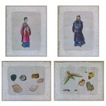 19th Century album containing seventeen Chinese paintings on rice paper including figural studies,