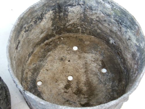 Pair of circular lead planters, having Neo-classical stylised foliate decoration, 33.5cm diameter - Image 7 of 15