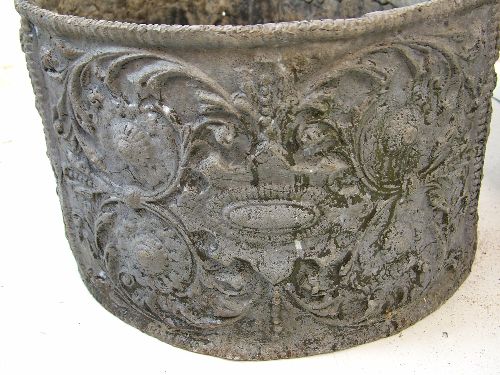 Pair of circular lead planters, having Neo-classical stylised foliate decoration, 33.5cm diameter - Image 15 of 15