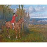 Follower of John Alfred Wheeler (1821-1903) - Oil on canvas - Landscape with huntsman seated on