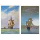 C. Becker (German 19th Century) - Pair of oils on canvas - Seascapes with two masted sailing