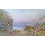 William Cook of Plymouth (fl.1870-1890) - Watercolour - A View At Tintagel, signed with monogram and