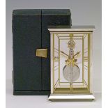 Jaeger-LeCoultre silver plated and gilt brass cased desk clock, ref. 481, having a visible