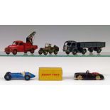 Toys - French Dinky die-cast - Jeep Hotchkiss Willys (80b), boxed together with Panhard