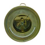 Late 19th/early 20th Century brass cased ship's style barometer and thermometer, the silvered dial