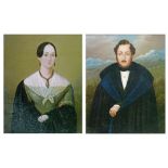 19th Century Swedish Primitive School - Pair of oils on metal panel - Portraits of Wilhelm