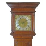 Mid 18th Century oak longcase clock by John Muzzell of Horsham, the hood with moulded cornice,