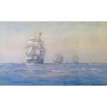 Arthur Wilde Parsons (1854-1931) - Watercolour - Sailing vessels on a tranquil sea, signed, 25cm x