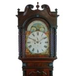 Victorian mahogany longcase clock by John Parry Jones of Aberystwyth, the hood with swan neck