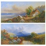 Attributed to Edward Pritchett (1808-1876) - Pair of watercolours - Welsh mountain landscape and