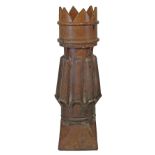 19th Century brown salt glazed crown chimney pot, 124cm high Condition: Please see extra images