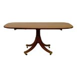 Regency mahogany rectangular snap top breakfast table, the top with satinwood and rosewood