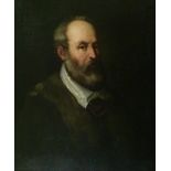 After Titian - Oil on canvas - Portrait of the artist, unsigned, 74cm x 61cm, in a carved giltwood