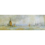 Fred Dade (1874-1908) - Watercolour - Seascape with sailing vessels and fishing boats, signed, 16.