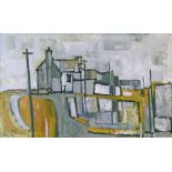 Gwilym Pritchard (1931-2015) - Oil on board - Anglesey Houses, signed, 45cm x 75cm A.R.