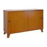 Modern Design - David Joel - Mahogany and teak finish sideboard fitted sliding doors and standing on