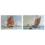 Fred Dade (1874-1908) - Pair of watercolours - Seascapes with fishing vessels, each signed and dated