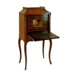 19th Century lady's ormolu mounted marquetry inlaid rosewood and walnut escritoire, decorated with