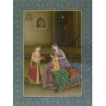 Naina Kumari (Indian contemporary) - Three Mughal style watercolours - Skilled Maidens, In The