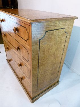 Victorian Hungarian ash chest fitted two short and three long drawers, each having ebonised - Image 6 of 11