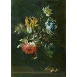 Follower of Jean Baptiste Monnoyer (1636-1699) - Oil on metal panel - Still-life with flowers,