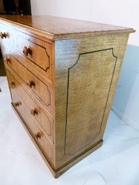 Victorian Hungarian ash chest fitted two short and three long drawers, each having ebonised - Image 7 of 11