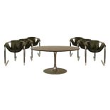 Modern Design - Arkana (Bath) seven piece dining suite comprising: six chrome tubular framed