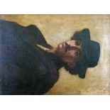 19th Century Continental School - Oil on canvas - Portrait of a young man wearing a wide brimmed