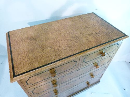 Victorian Hungarian ash chest fitted two short and three long drawers, each having ebonised - Image 3 of 11