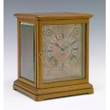 Early 20th Century mahogany cased mantel clock, the silver dial with Roman numerals and subsidiary