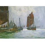 Fred Dade (1874-1908) - Watercolour - Seascape with fishing boats, signed, 25cm x 34cm