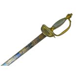 British Infantry officers sword pattern 1796, gilt brass hilt with urn shaped pommel, knuckle bow