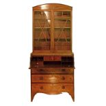 Small George IV mahogany secretaire bookcase, the upper section fitted adjustable shelves enclosed