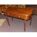 EARLY 19th C MAHOGANY FOLD OVER TEA TABLE EST [£ 90- £150]