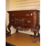 MAHOGANY REPRODUCTION HEAVILY CARVED SIDE CABINET EST [ £ 30-£60]