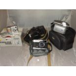 2 VINTAGE OLYMPUS CAMERAS 1 MODERN NIKON VINTAGE PANASONIC CAMCORDER EST [£25- £45]