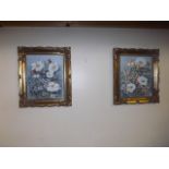 A PAIR OF FLORAL PRINTS ON GILT FRAMES EST [£10- £20]