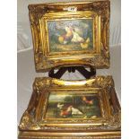 A PAIR OF REPRODUCTION OILS ON GILT FRAMES 9 X 7ins EST [£ 15- £25 ]