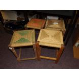 FOUR WICKER TOPPED STOOLS EST [£10- £20]