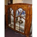 WALNUT CHINA CABINET MIN 20th C EST [£25- £50]