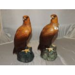 TWO GOLDEN EAGLE WHISKY DECANTERS BY ROYAL DOULTON 1984 11" TALL EMPTY EST [£20-£40]