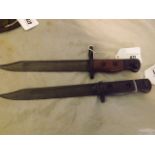 TWO BRITISH ARMY BAYNOTS 12" LONG EST[£40-£60]