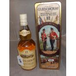 GLEN MORAY 12 YEAR OLD 75CL40%VOL TIN SCOTLANDS HISTORIC HIGHLAND REGIMENTS "THE HIGHLAND