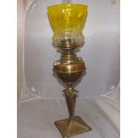 ART NOUVEAU STYLE OIL LAMP WITH A YELLOW SHADE EST [£50- £90]