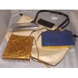 LAURA ASHLEY BEIGE BAG, ITALIAN BELLIDA BLUE PURSE BAG AND TWO EVENING BAGS EST[£25-£50]