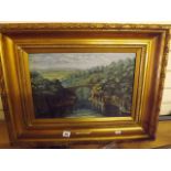 OIL ON CANVAS BRIDGE OF ALVAH BY B.CRUIKSHANK 17 1/2" X 11 1/2" EST[£100-£150]