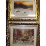 TWO JOSEPH FARQUHARSON (1846-1935) PRINTS "EVENING GLOW " & "WINTER SUNSET" EST[£20-£40]