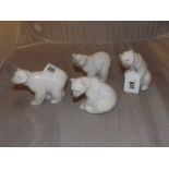 SELECTION OF FOUR LLADRO CHINA POLAR BEARS EST [£25- £50]