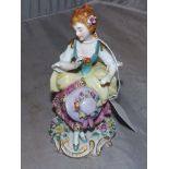 PORCELAIN FIGURE OF A SEATED LADY UNMARKED EST [£25- £50]